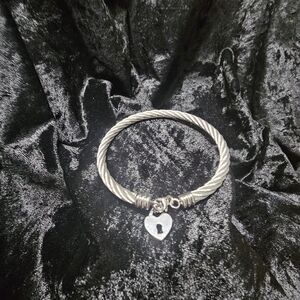 Silver Heart Lock Bracelet